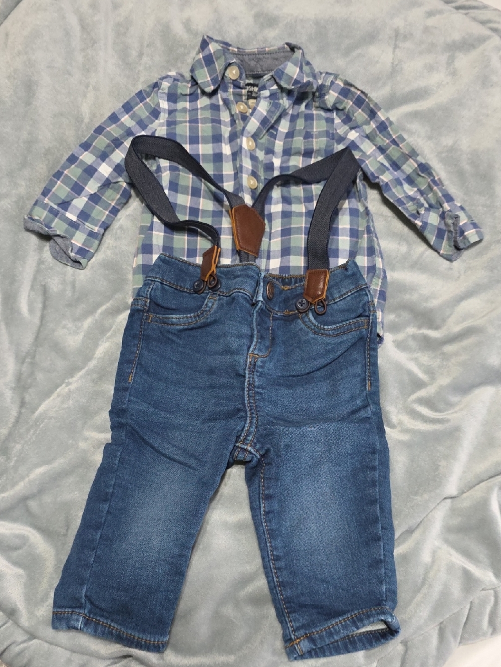 OshKosh B'gosh Infant Plaid Button-Down - Blue, Green & Pink